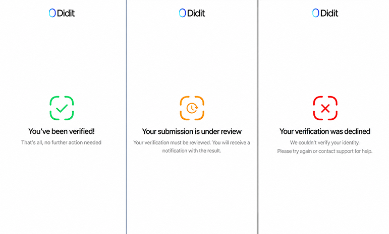 Verification results confirmation screen