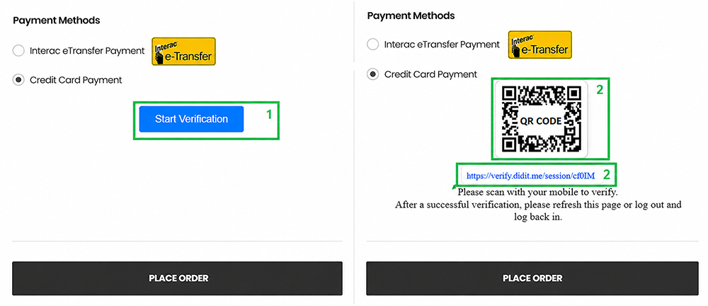 ID verification screen with QR code and link