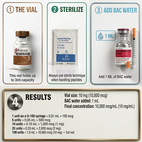 do i need bac water for retatrutide How Much Bac Water for 10mg Retatrutide? Doctor's Mixing Guide main image 1